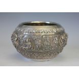 A Burmese silver bowl, early 20th century,
