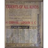 North British & Mercantile Insurance Co Advertising poster/calendar for 1914 'Accidents of all