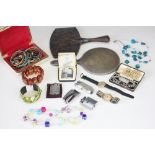 A collection of jewellery and ephemera, to include; bangles, bracelets, beads, imitation pearls,