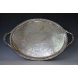 A large silver two handled tray, probably John Mewburn, London 1810,