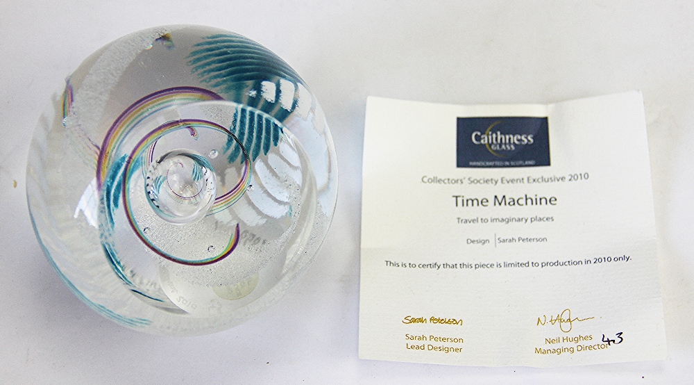 A Caithness Glass paperweight 'Time Machine', limited edition number 43, with certificate,