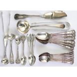 An assorted selection of silver flatware, to include Kings pattern silver tea spoons, London 1926,