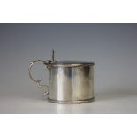 A Victorian silver drum mustard, Robinson Edkins & Aston, Birmingham 1842, of plain form,
