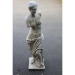 A reconstituted stone garden statue of the Venus de Milo, 127cm high,