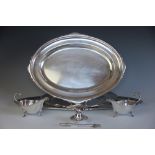 A collection of silver plated wares, to include; three Mappin and Webb, Mappin Plate serving dishes,