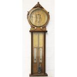 A Victorian golden oak Admiral Fitzroy Royal Polytechnic barometer by Joseph Davis & Co,