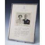 A George VI and Elizabeth R Silver Wedding (1923-1948) facsimile thank you letter,