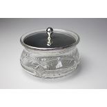 A glass bowl with silver top, Charles Henry Dumenil, London 1923,