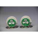 A cased pair silver shamrock menu holders, Sampson Mordan, Chester 1907,