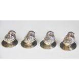 A cased assembled set of four silver chick menu holders, Sampson Mordan, Chester 1908 (x2),