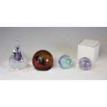 Four Caithness Glass paperweights, to include; Sanctuary No 107 and Autumn No 29/150,
