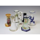 A collection of seven assorted hat pin holders, to include a Noritake examples,