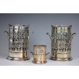 A pair of silver plated bottle coasters, Daniel and Arter, Birmingham,