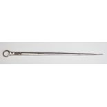 A George III silver meat or game skewer, John Shekleton, London 1807, with ring handle, 15.