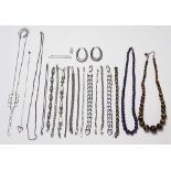 A selection of silver and silver coloured jewellery,