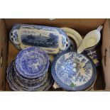 A quantity of blue printed ceramics and dinner wares, to include; serving dishes, bowls,