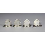 An assembled set of four silver menu holders, Sampson Mordan, Chester 1906, 1907 (x 2) and 1910,