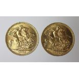 Two Queen Elizabeth II gold Sovereigns,