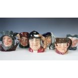 Six large Royal Doulton character jugs; Uncle Tom Cobbleigh D6337, Granny D5521, Sam Weller,