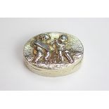 A silver oval box, import mark for Berthold Muller, Chester 1909,