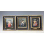 Three wax portrait busts in box frames, possibly American, comprising: General Wolfe,