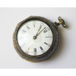 An 18th century tortoiseshell and gilt metal pair cased pocket watch,