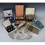 Two cased sets of silver handled knives, Travis Wilson & Co Ltd, Sheffield 1957, 18cm long,