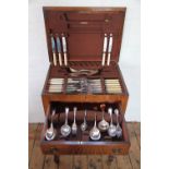 An Edwardian part canteen of silver plated Old English Pattern flatware,