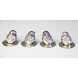 A cased set of four silver chick menu holders, Sampson Mordan, Chester 1911,