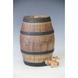 A Moira Farmhouse Stoneware barrel and tap, in the form of a coopered barrel with wooden tap,