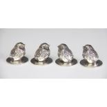 A set of four silver chick menu holders, Sampson Mordan, Chester 1911,