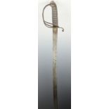A 1821 pattern Royal Artillery officers sword, with 86cm acid etched blade initialled CH M,