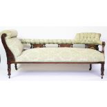 An Victorian mahogany and inlaid chaise lounge,