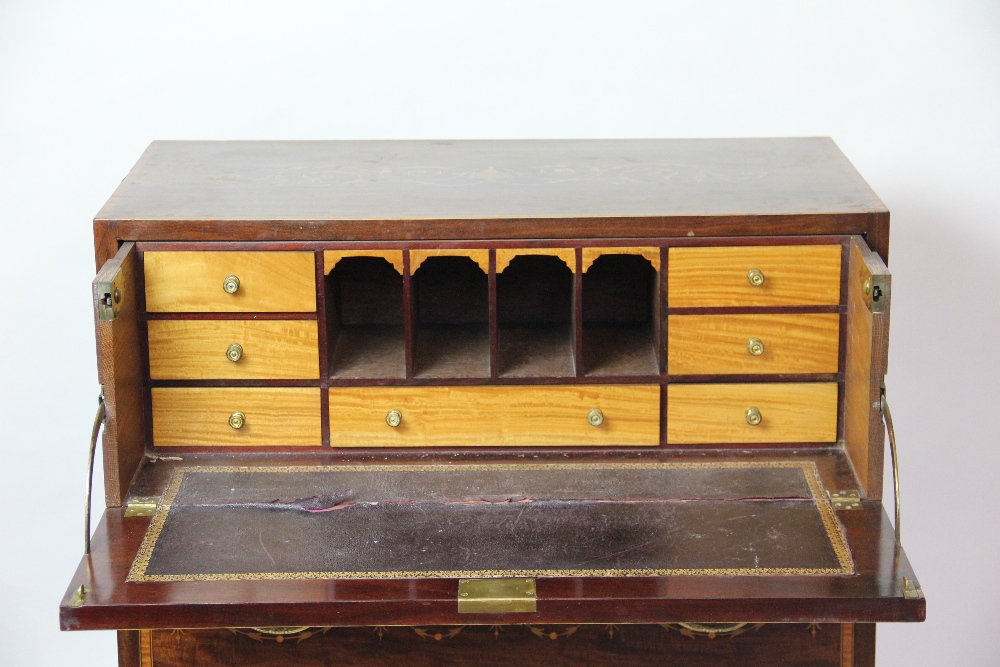 An Edwardian inlaid secretaire chest of drawers, - Image 2 of 2