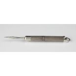 A silver propelling tooth pick, with engine turned detailing, Birmingham 1995,
