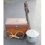 A vintage painted tin trunk,