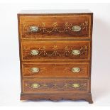 An Edwardian inlaid secretaire chest of drawers,