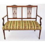An Edwardian mahogany and satin wood Inlaid two seater settee,