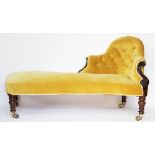 A Victorian single end chaise lounge, with mahogany frame,