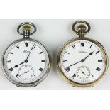 A Waltham gold plated open face pocket watch,