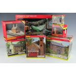 A collection of Hornby OO gauge track models, to include a R8626 Country Fire Station,