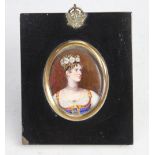 A 19th century enamel miniature of a lady, possibly Josephine de Beauharnais,