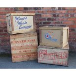 Two vintage cigarette crates, one for Players Cigarettes, the other for Airmen cigarettes,