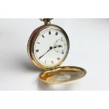 A gold plated half hunter pocket watch,