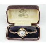 A lady's 9ct gold wristwatch, probably Chester 1918,