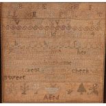 A George III needlework sampler, dated 1819,