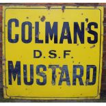 A vintage vitreous enamel advertising sign, in blue enamel 'Colman's D.S.