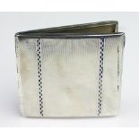 An Art Deco Continental silver cigarette case, of square form,