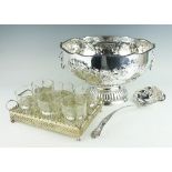 A large silver plated punch bowl,