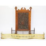 A late Victorian carved oak fire screen, decorated with a griffin, 83cm H x 49cm W,